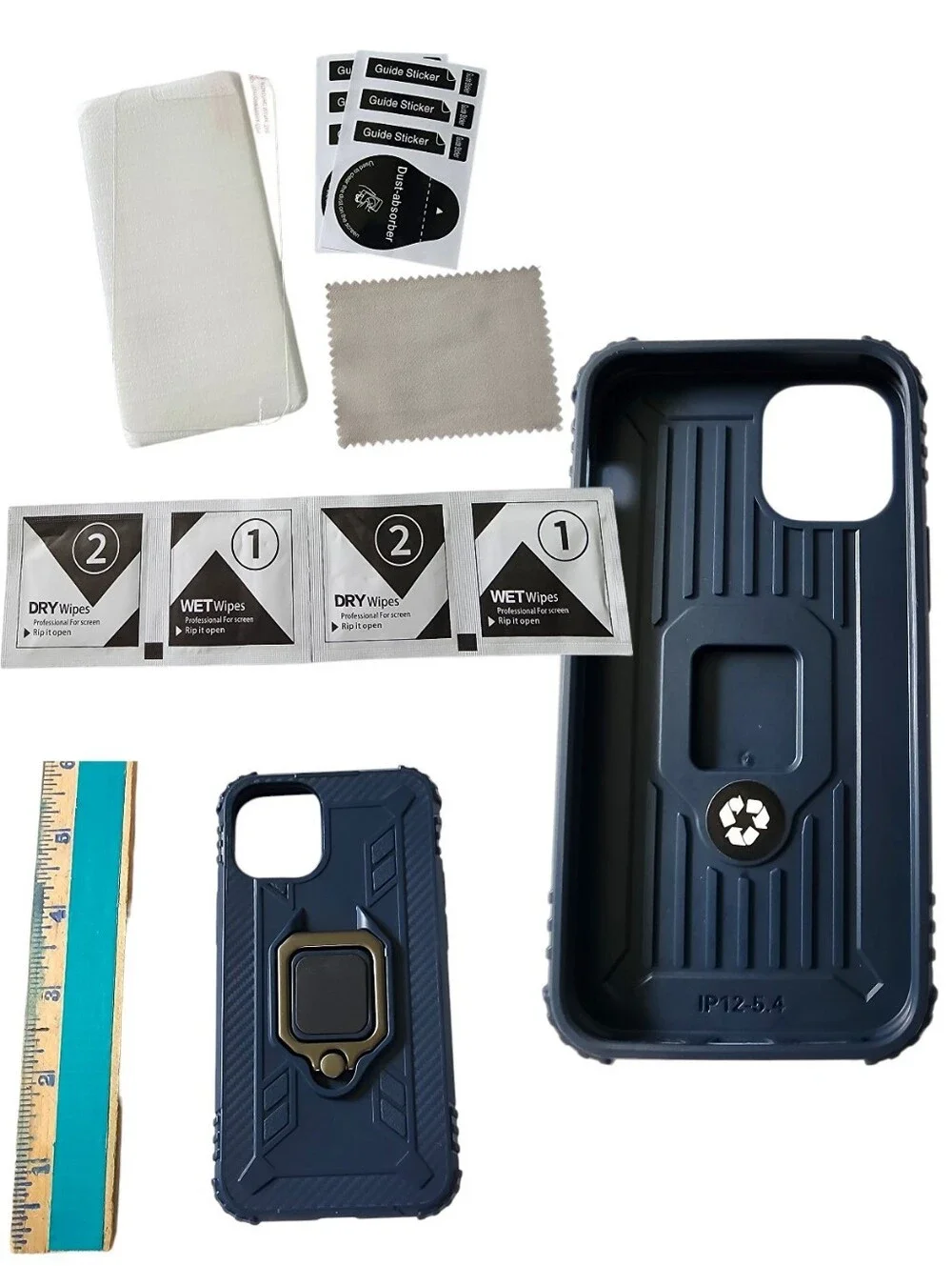 Navy Blue Defender Case & Screen Protector For iPhone 12